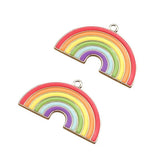 6pcs Enamel Rainbow DIY Necklace Earring Key Chain Pendant Charms