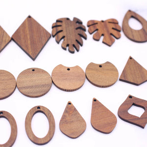 6pcs Natural Wood Charms DIY Jewelry Pendants for Earring Keychain