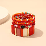 6pcs Bohemian Acrylic Bracelets Set Women Beads Chain Bangles