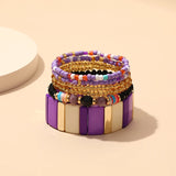 6pcs Bohemian Acrylic Bracelets Set Women Beads Chain Bangles