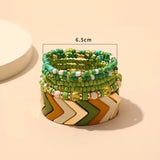 6pcs Bohemian Acrylic Bracelets Set Women Beads Chain Bangles