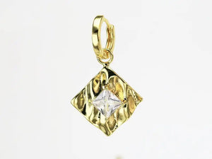 6pcs Wavy Square Earring Charms, CZ Brass Charm, Earring Accessories