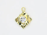 6pcs Wavy Square Earring Charms, CZ Brass Charm, Earring Accessories
