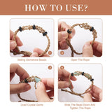 Adjustable Braided Bracelet with Stone Beads and Velvet Pouch