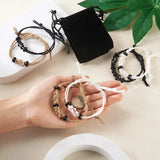 Adjustable Braided Bracelet with Stone Beads and Velvet Pouch