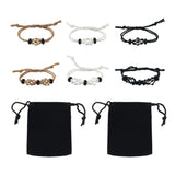 Adjustable Braided Bracelet with Stone Beads and Velvet Pouch