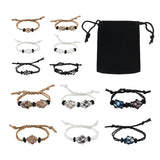 Adjustable Braided Bracelet with Stone Beads and Velvet Pouch