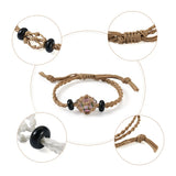 Adjustable Braided Bracelet with Stone Beads and Velvet Pouch