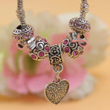 Breast Cancer Awareness Pink Ribbon Jewelry European Bead Heart Charm