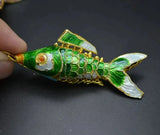 6pcs Chinese Cloisonne Mixed Colors 45mm Carp Fish Necklace Pendants