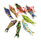 6pcs Chinese Cloisonne Mixed Colors 45mm Carp Fish Necklace Pendants