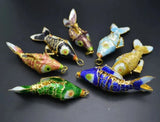 6pcs Chinese Cloisonne Mixed Colors 45mm Carp Fish Necklace Pendants