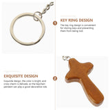 6pcs Wood Cross Key Chain Decorative Key Chain Pendant