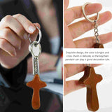6pcs Wood Cross Key Chain Decorative Key Chain Pendant