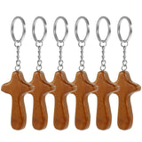 6pcs Wood Cross Key Chain Decorative Key Chain Pendant