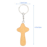 6pcs Wood Cross Key Chain Decorative Key Chain Pendant