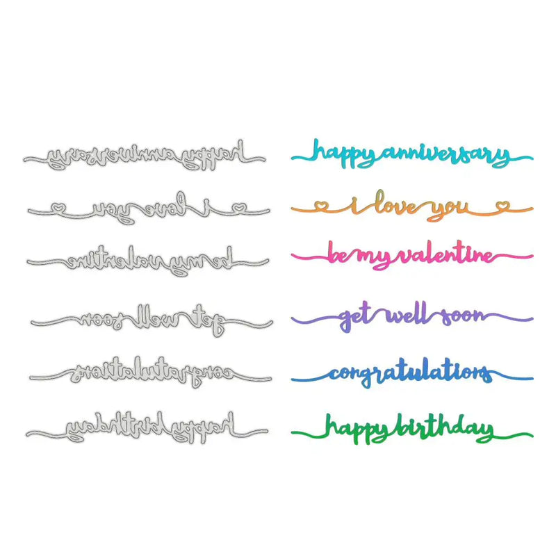 6pcs Word Metal Cutting Dies Stencils for DIY Scrapbooking Cards Making