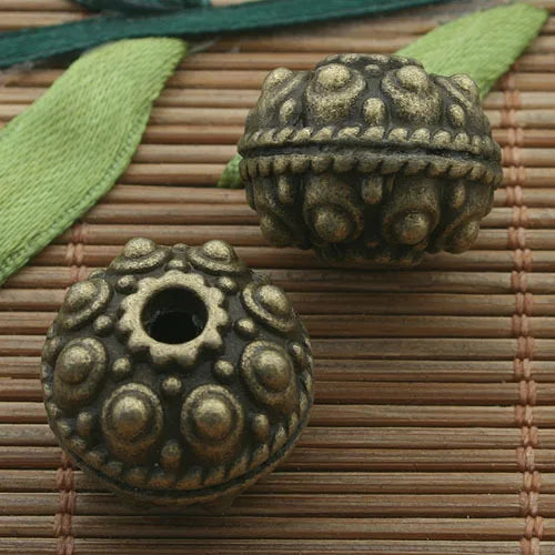6pcs Bronze Tone Studded Spacer Beads H3330