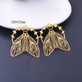 6pcs Moth Charms Earring Brass Pendant Jewelry DIY
