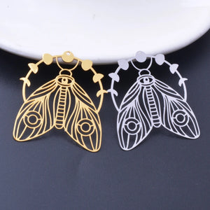 6pcs Moth Charms Earring Brass Pendant Jewelry DIY