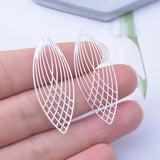 6pcs Oval Charms Thin Pendant Silver Plated Earring Findings