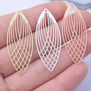 6pcs Oval Charms Thin Pendant Silver Plated Earring Findings