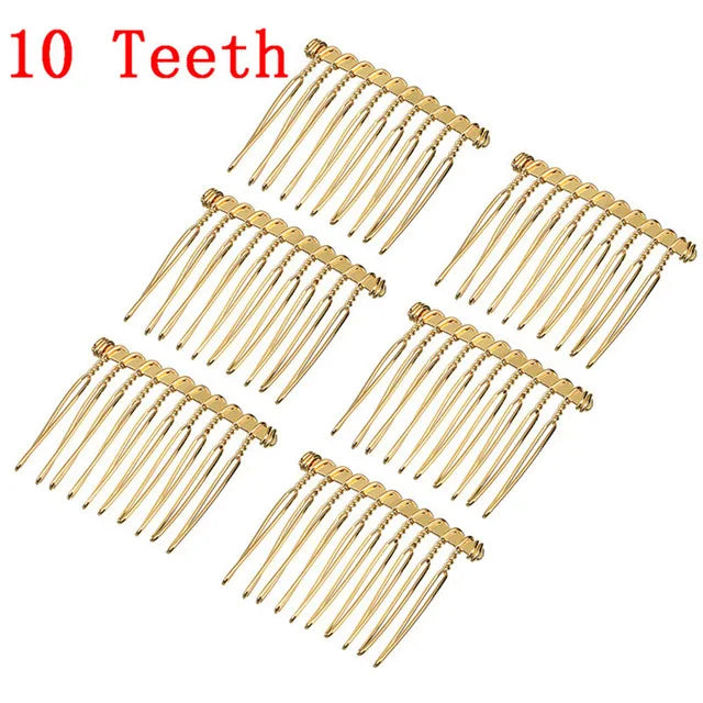 6pcs 10-30 Teeth Black/Rhodium Hairpin Combs Wedding Hair Accessories