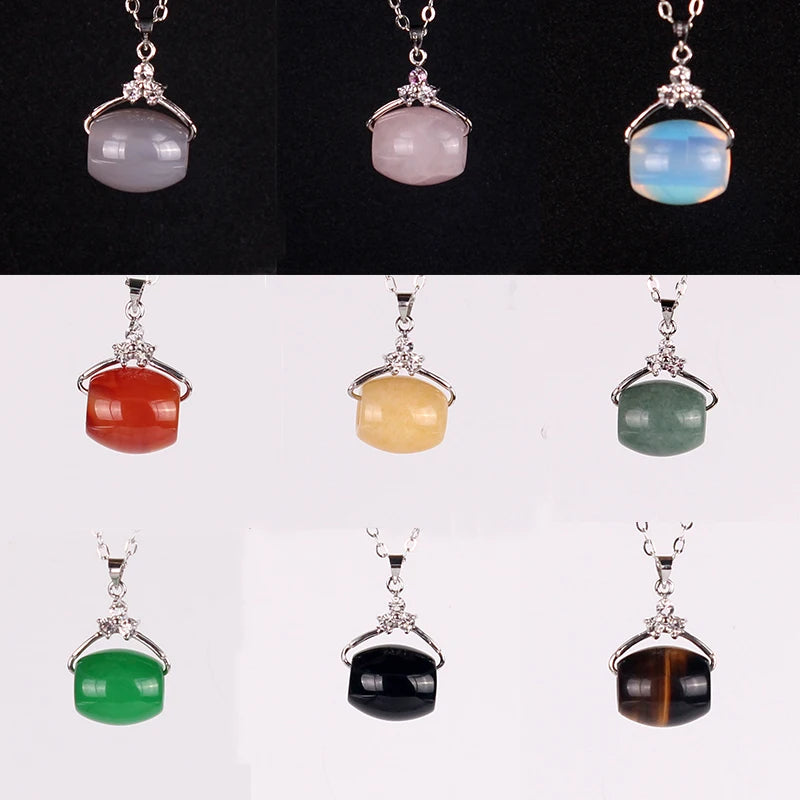 6pcs Natural Crystal Stone Pendant Necklace Jewelry