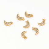 6pcs 18K Plated Zircon Moon Pendants for Jewelry Making