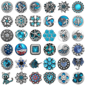 6pcs Rhinestone Snap Jewelry Buttons, 18mm Metal Snap Buttons for Bracelet