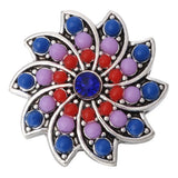 6pcs Purple Rhinestone Flower 18mm Metal Snap Buttons for Snap Button Bracelet