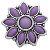 6pcs Purple Rhinestone Flower 18mm Metal Snap Buttons for Snap Button Bracelet