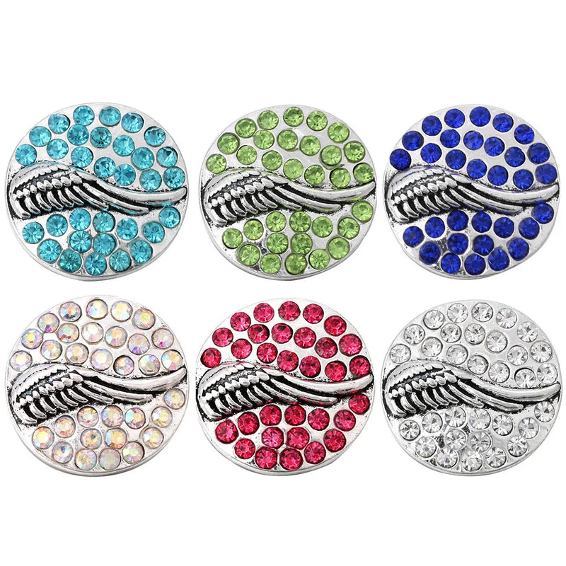 6pcs Mixed Metal 18mm Rhinestone Snap Button Jewelry
