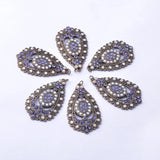 6pcs Alloy Antique Bronze Purple Rhinestone Charms Big Ear Pendant DIY Jewelry