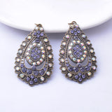 6pcs Alloy Antique Bronze Purple Rhinestone Charms Big Ear Pendant DIY Jewelry