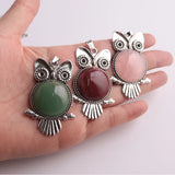 6pcs Natural Stone Owl Pendant Healing Jewelry Necklace Wholesales