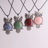 6pcs Natural Stone Owl Pendant Healing Jewelry Necklace Wholesales