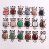 6pcs Natural Stone Owl Pendant Healing Jewelry Necklace Wholesales