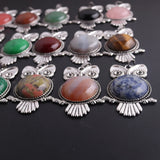 6pcs Natural Stone Owl Pendant Healing Jewelry Necklace Wholesales
