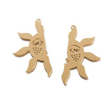 6pcs Brass Sun Face Charms for DIY Earrings Necklace Making