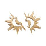 6pcs Brass Sun Face Charms for DIY Earrings Necklace Making