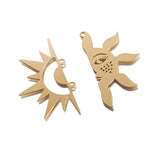 6pcs Brass Sun Face Charms for DIY Earrings Necklace Making