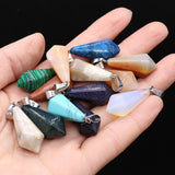 6pcs Mix Agates Stone Pendant Charms for DIY Necklace