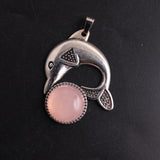 6pcs Dolphin Stone Pendant Crystal Quartz Healing Necklace Wholesale Lot