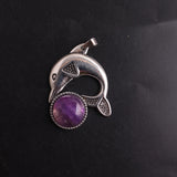 6pcs Dolphin Stone Pendant Crystal Quartz Healing Necklace Wholesale Lot