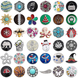 6pcs Crystal Metal Snap Buttons 18mm DIY Bracelet Accessory