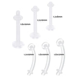 6pcs Clear Acrylic Nose Lip Retainer Bar Piercings