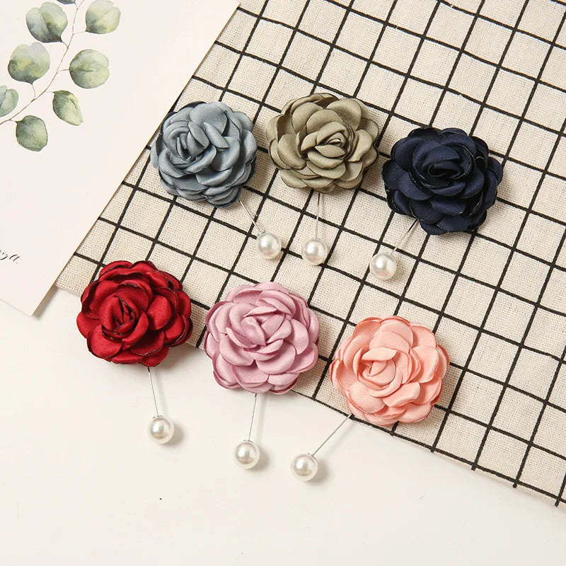6pcs Flower Brooches Muslim Hijab Brooch Pins Decoration Lapel Pins