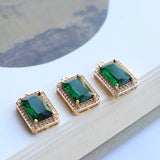 6pcs Glass Pendant Copper Retro square glass zircon Charms Pendant