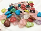 6pcs Hearts Shape Quartzs, Jades, Agates, Crystals Beads for DIY Jewelry